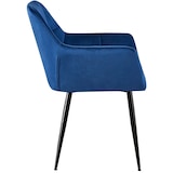 thumbnail of Décoshop26 -Juego de 2 sillas de comedor de diseño retro con costuras cuadradas decorativas y asientos de terciopelo azul 10_0001531