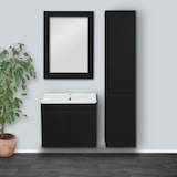 thumbnail of Hängeschrank HWC-L86, Badschrank Highboard Hochschrank, FSC® Melamin 2 Türen 3 Fächer 160x33cm ~ schwarz