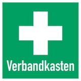 thumbnail of Schild Hinweis auf Erste Hilfe Verbandkasten quadratisch, Kunststoff, 250x250 mm