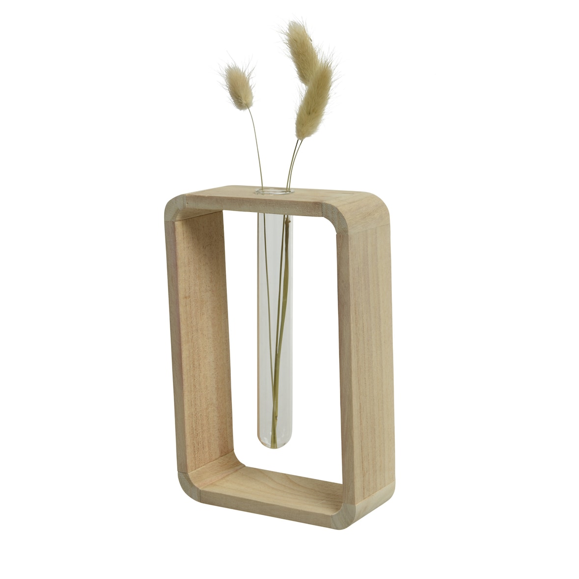 Deko Vase mit Reagenzglas Blumenvase Holzvase Tischvase H: 18cm braun