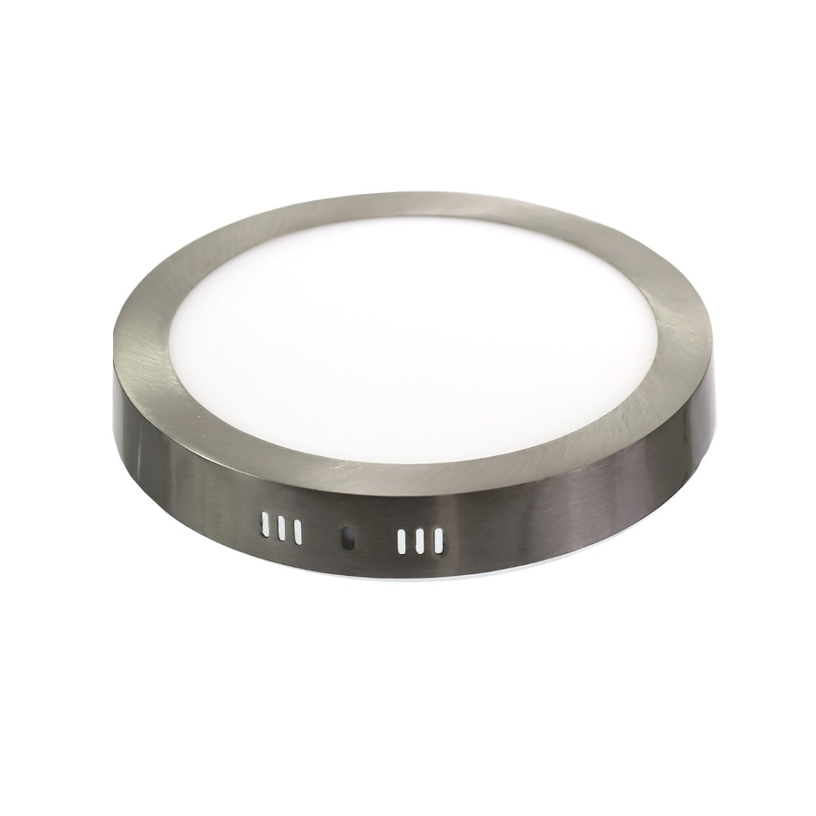 Downlight Led 18W Redondo, Montaje en Superficie Luz Blanco Neutro 4200K, Aro de Aluminio Acero Pulido, 225mm