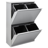 thumbnail of ARREGUI Basic CR602-B Recycling Abfalleimer / Mülleimer aus Stahl mit 4 Inneneimern, 4 Fach Mülltrennsystem, 4 x 17L (68 L), hellgrau