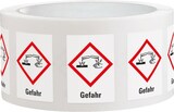 thumbnail of Dreifke® Aufkleber I Gefahrensymbol Ätzwirkung GHS 05, Gefahr, Folie, 26x37mm, 500/Rolle, GHS-Verordnung