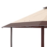 thumbnail of Tenda Dobrável 3,85x3,85 m Tenda de Jardim com Telhado Duplo Altura Ajustável para Festas Casamentos Cáqui e Café