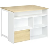 thumbnail of HOMCOM mesa de bar extensible con ala plegable mesa de bistró con compartimientos de almacenamiento y 1 puerta para cocina comedor 116x79,5x91 cm