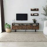 thumbnail of Dmora Fernsehschrank Dpatrici, Ständer für Wohnzimmerfernseher, Niedriges Wohnzimmer-Sideboard, TV-Ständerbasis, 170x30h40 cm, Nussbaum