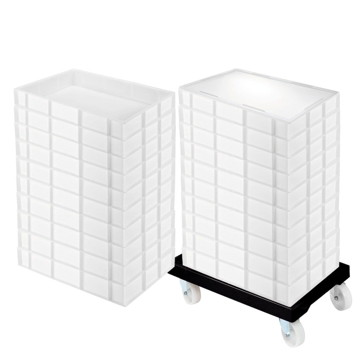 GILAC Lot socle rouleur + 20 bacs à pâtons 15 L + couvercle - Blanc G170141-BAC