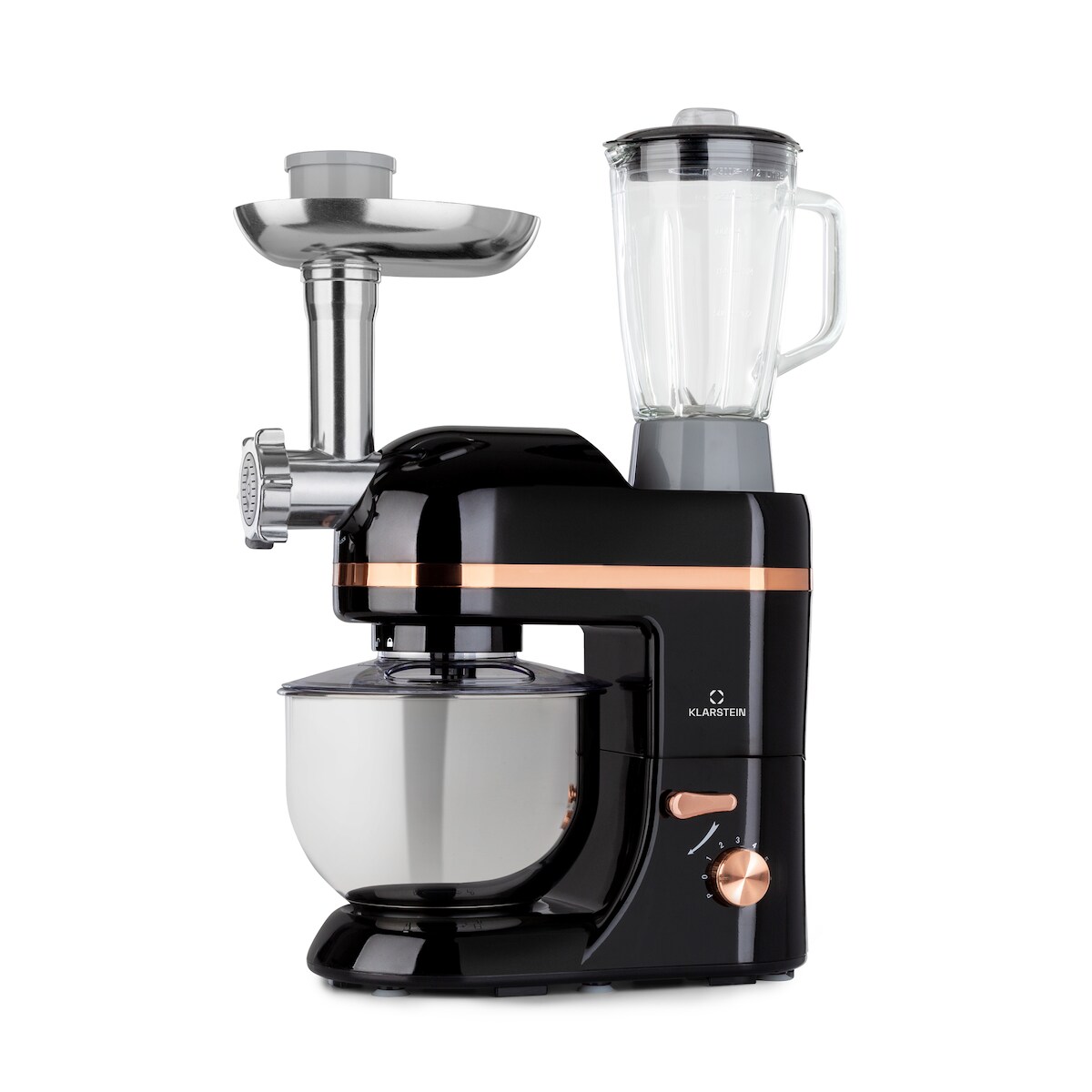 Klarstein Lucia Elegance Küchenmaschine Mixer Fleischwolf 1800W BPA-frei Schwarz