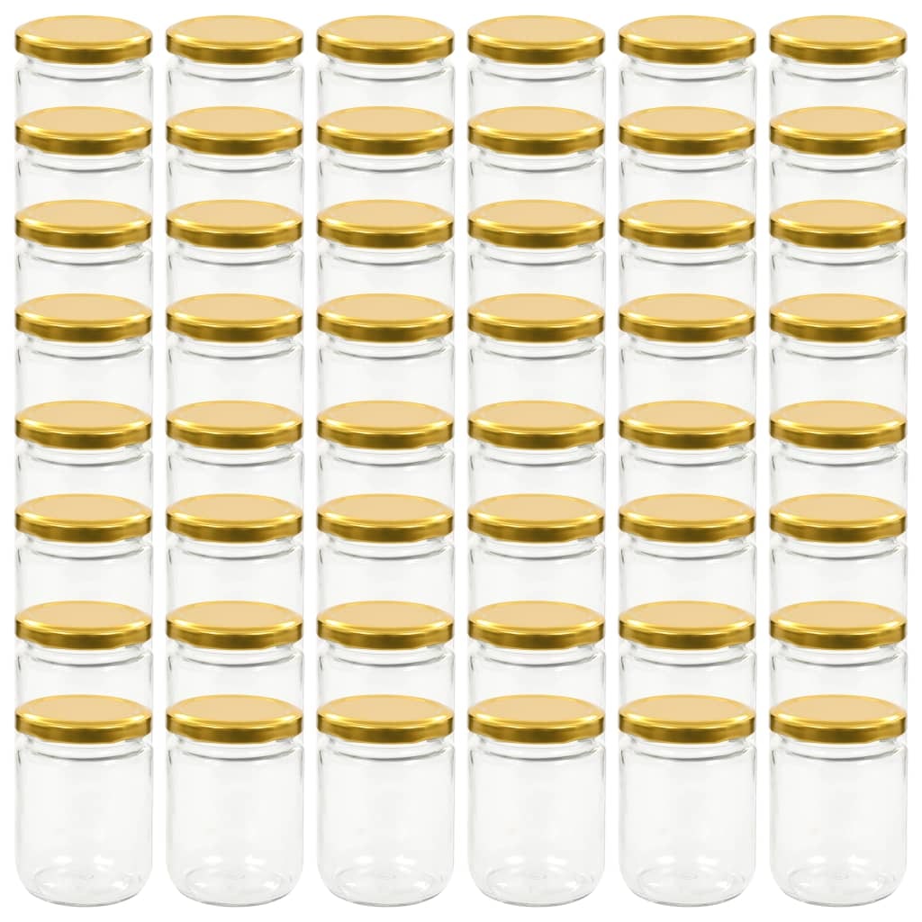 vidaXL Jampotten met goudkleurige deksels 48 st 230 ml glas