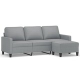 thumbnail of vidaXL 3-Sitzer-Sofa mit Hocker Hellgrau 180 cm Stoff