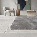 thumbnail of Teppich Kurzflor Unifarben Polyester Antirutsch Wohnzimmer Silber Rund 80x80 | Kadima Design