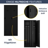 thumbnail of Umkleideschrank Spind WIEN - 2 Abteile, Etikettenhalter | Umkleidespind Metall Schließfachschrank Garderobenspind, 180x80x50cm Schwarz