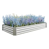 thumbnail of Hochbeet Metall Silber 232x114x30 cm ohne Boden aus verzinktem 0,6 mm Stahl Wellblech mit gefalteter Innenkante wetterfest für Garten Terrasse