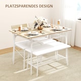 thumbnail of Esstisch-Set 4-teilig 110x70 cm mit 2 Stühlen & Bank Eiche MDF/Metall Platzsparend Komfortabel Küche Esszimmer Modern für 4 Personen