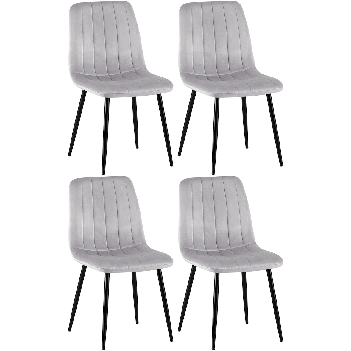 CHEFGASTRO 4er-Set Esszimmerstuhl SAN ANTONIO Samt HxBxT 88x45x53cm Grau Küchenstuhl