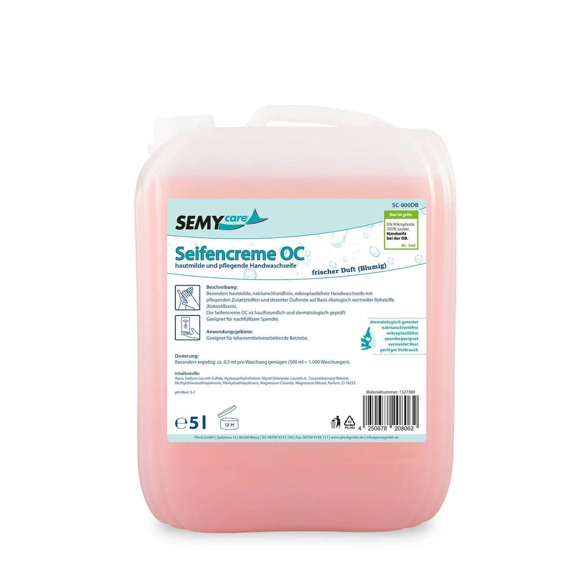 Seifencreme OC | mikroplastik-&chloridfrei - frischer Duft - 5L Kanister - Seife
