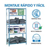 thumbnail of SimonRack Metallregal, 2000x1200x400 mm, 5 Ebenen, Metallboden, 200 kg Biegepunkt, Blau/Weiss - Simonclick