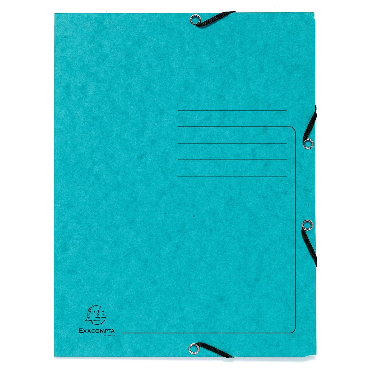Exacompta  Cod. 55422E - Cartella 3 lembi stampata con elastici in cartoncino lustré 355 g/mq - 24x32cm turchese  - Confezione da  25 pz.