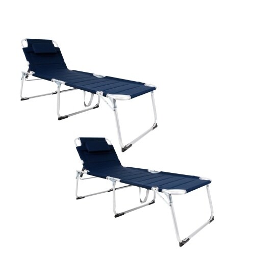 Lex 2er-Set XXL Aluminium Gartenliege Sonnenliege gepolstert Kopfkissen 2 m klappbar