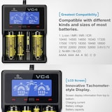 thumbnail of VC4 4-Kanal Li-Ion und NiMH LCD Schnellladegerät mit Einzelkanalsterung für 18650, AA, AAA, C und D