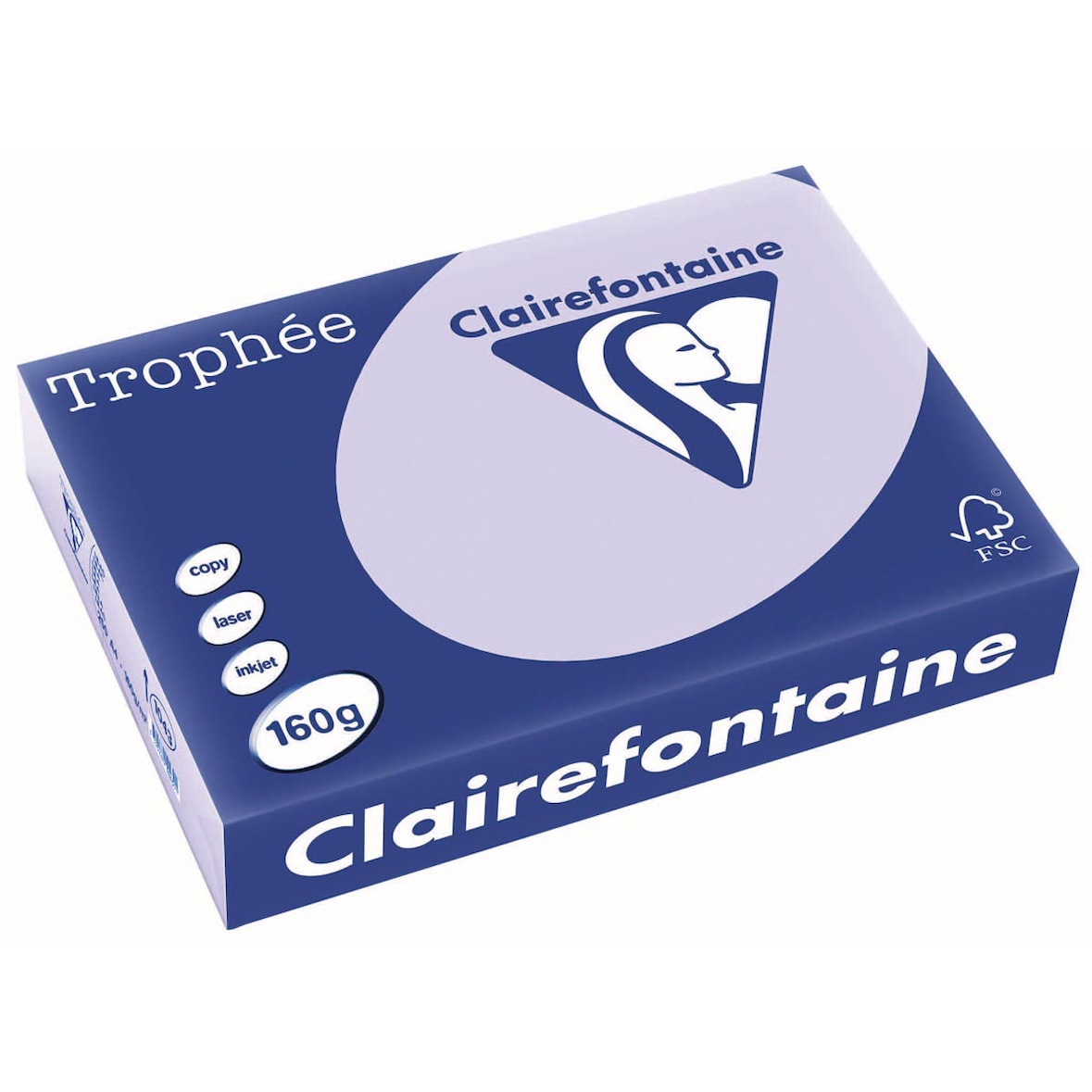 CLAIREFONTAINE Ramette de 250 feuilles papier couleur TROPHEE 160 grammes format A4 lilas 1043