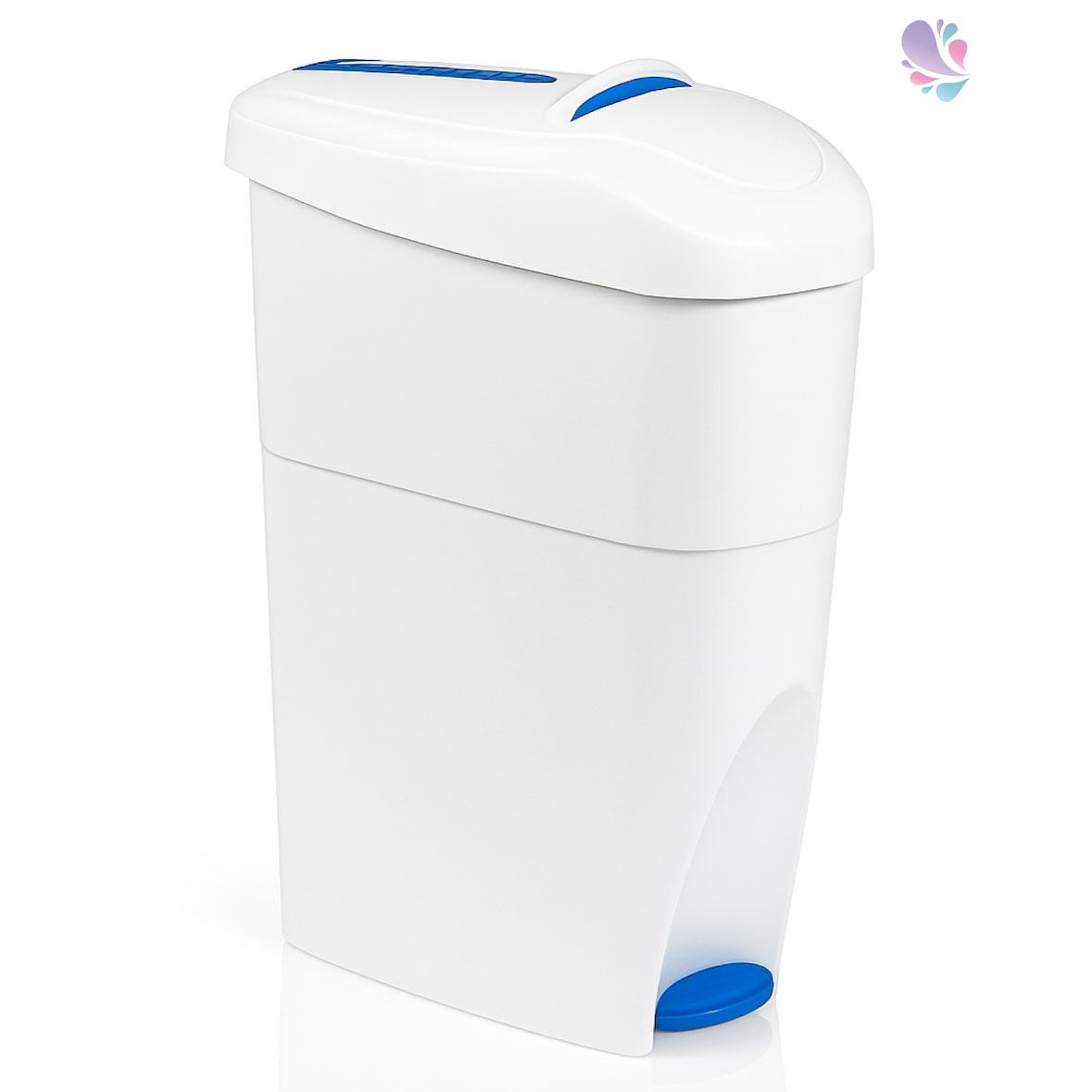 Damenhygiene-Behälter geschlossen mit Fußpedal zum einfachen öffnen - für sanitäre Abfälle, Damenbinden, Tampons etc.