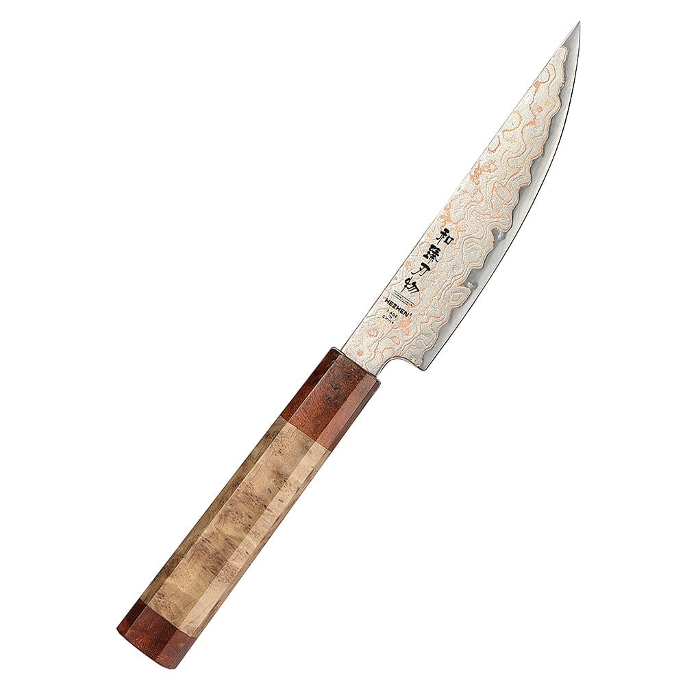 Hezhen - Cuchillo de filete de Damasco Koper (serie X05C) - 14 cm - 80 gramos