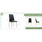 thumbnail of Essstuhl Set 4er Schwarz+Gold 93x43x43 cm mit PU Lederbezug und goldfarbenen Metallbeinen, ergonomische Rückenlehne, pflegeleicht