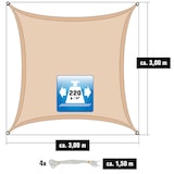 thumbnail of 3x3 Zonneluifel Waterdoorlatend - Vierkant Tuinluifel - Zonwering Patio Terras Balkon Bescherming