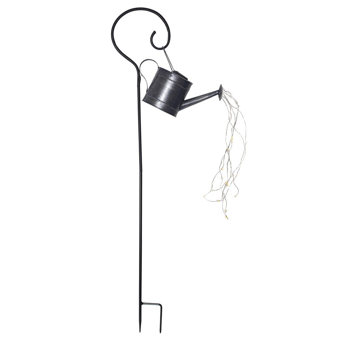 LED Solar Gießkanne mit Wasserfalleffekt H: 90cm Deko-Kanne für Garten