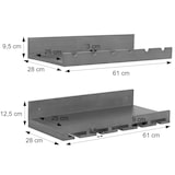 thumbnail of Conjunto de 2 prateleiras para vinhos HWC-P22, suporte de vidro/garrafas para 6 garrafas/15 copos em madeira com certificação FSC® 61x28cm ~ castanho