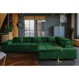 thumbnail of KAWOLA Sofa NEVADA Ecksofa Velvet smaragd Recamiere rechts