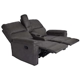 thumbnail of 2er Kinosessel HWC-K17, Relaxsessel Fernsehsessel Sofa, Nosagfederung Getränkehalter Fach ~ Stoff/Textil dunkelgrau