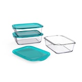 thumbnail of METRO Professional Recipiente de cristal, 190 mm, 82 cl, rectangular, con tapa de plástico, turquesa