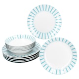 thumbnail of Split türkis 12tlg Tafelservice Porzellan Speiseteller Suppenteller Streifen