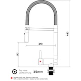 thumbnail of Unterfenster Wasserhahn Umklappbar 6 CM Schwarz Matt Küchenarmatur, 360° schwenkbarem Grau Auslauf und abnehmbare 2 Strahl Handbrause - LINKER HEBEL