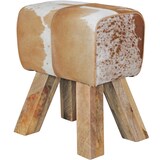 thumbnail of Design Turnbock Sitzhocker Ziegenfell Braun / Weiß 40 x 30 x 47 cm, Turnhocker Hocker Fellhocker Springbock, Beistellhocker