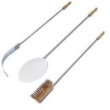 thumbnail of Conjunto de utensílios para forno a lenha com pá redonda, escova e pá para cinzas, cabo 115 cm