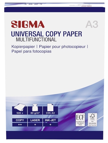 SIGMA format A3 Papier à copier universel, 80 g/m², blanc, 500 feuilles