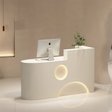 thumbnail of Registratore di cassa piccolo bancone da negozio registratori di cassa bancone reception tavolo reception sinistro beige 120*60cm