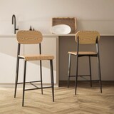 thumbnail of Barhocker 2er Set 43x55x103 cm im Industrie Design Naturholz+Schwarz mit Fußstütze Metallgestell Sitzhöhe 66 cm platzsparend
