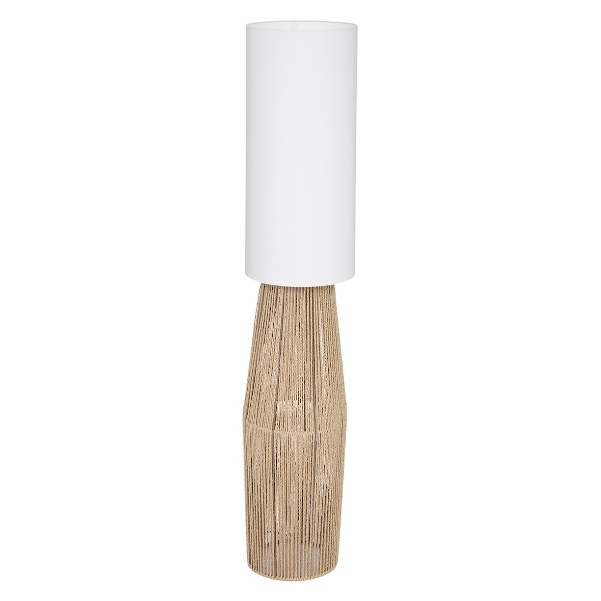 Lampadaire en corde Beige et Abat-jour Blanc H 130 cm