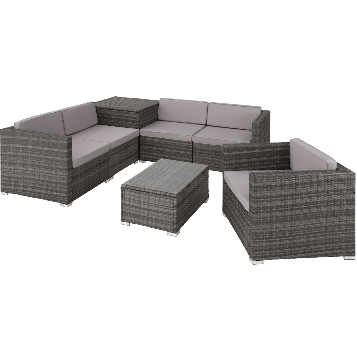 tectake Conjunto de ratán Pisa  gris - 403829