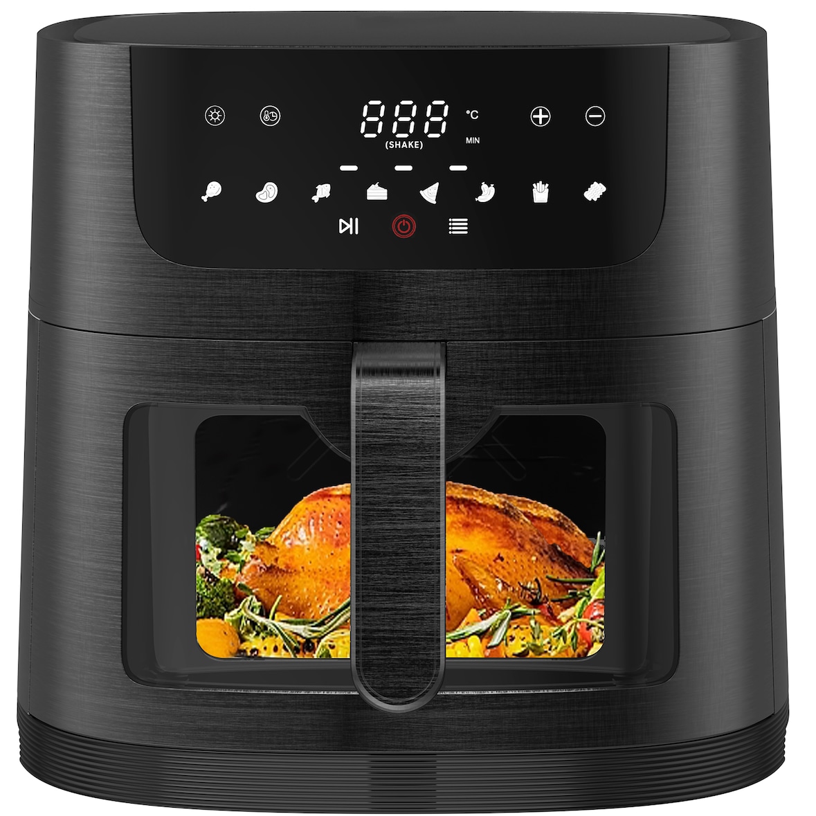 Heißluftfritteuse XXL 9L mit Sichtfenster, Airfeyer mit 8 Programmen, einstellbarer Zeit und Temperatur, spülmaschinengeeignet