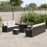 thumbnail of vidaXL 10-teiliges Garten-Sofa Set mit Kissen in Schwarz aus Poly-Rattan und Akazie
