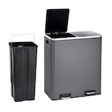 thumbnail of TM2X30 Treteimer 60 Liter Abfalleimer Mülleimer Design Mülltrennung Papierkorb Küchen-Ordnung Trennsystem Grau