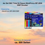 thumbnail of 4er Set D&C Tinte für Epson WorkForce WF-2830DWF Drucker
