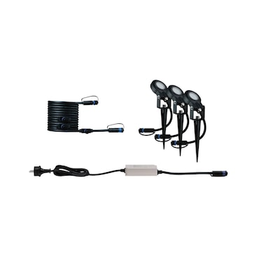 Paulmann Plug & Shine Projecteur de jardin LED Sting Kit de base  IP67 3000K 3x6,4W  75VA Anthracite 93696