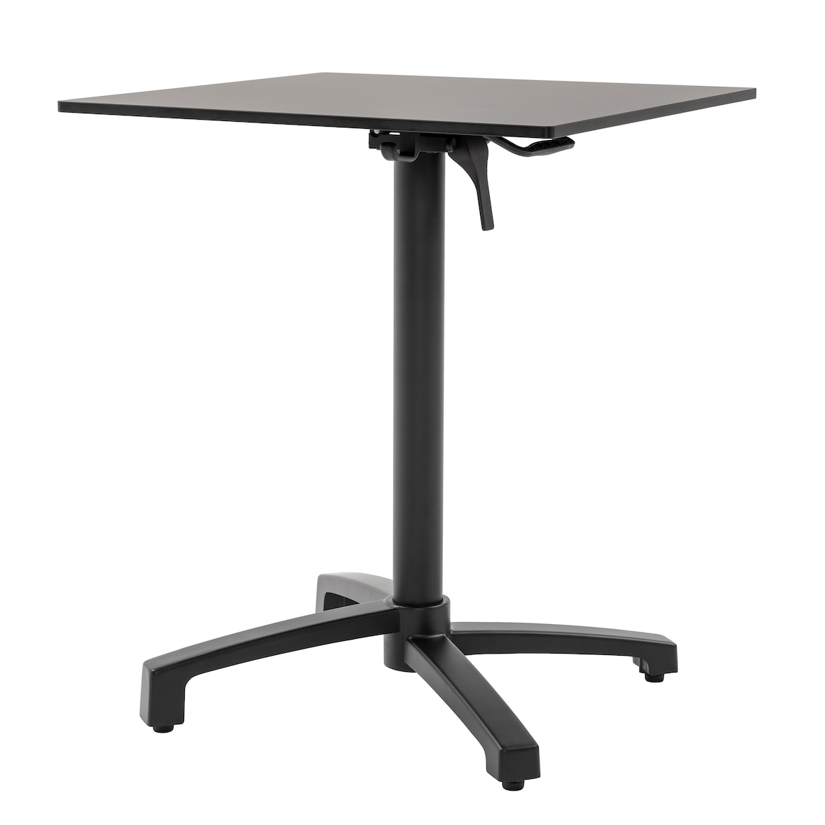 METRO PROFESSIONAL Table pliante MASSINI, aluminium, 60 x 60 cm, plateau de table HPL, pieds de nivellement réglables automatiquement, noir