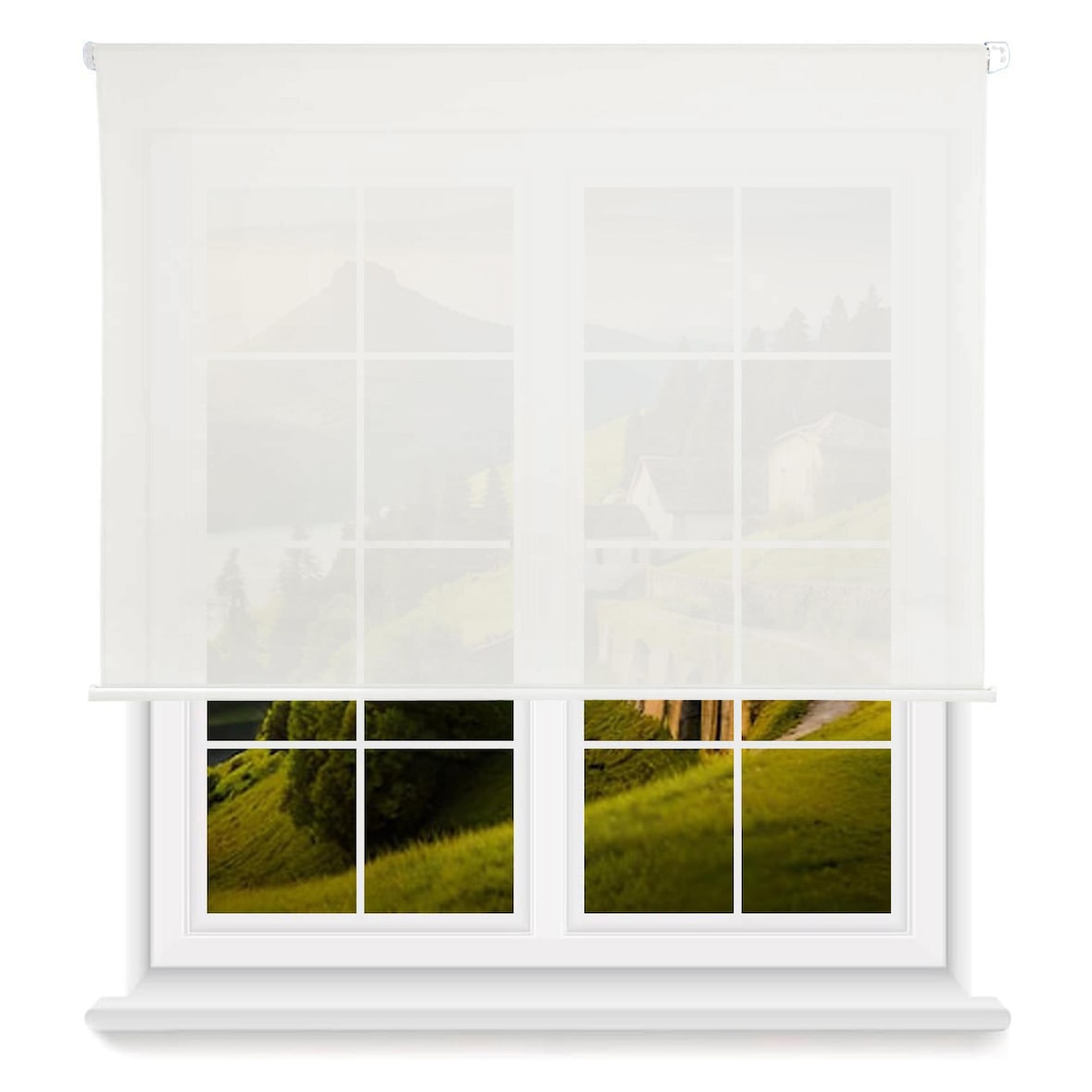 WellHome - Doorschijnend polyester rolgordijn 130 x 175 cm (breedte x hoogte) gebroken wit